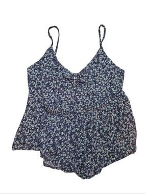 Women’s Navy Floral Smocked Lounge Top